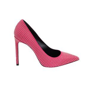 Saint Laurent Studded Pointed Toe Pumps in Pink Leather